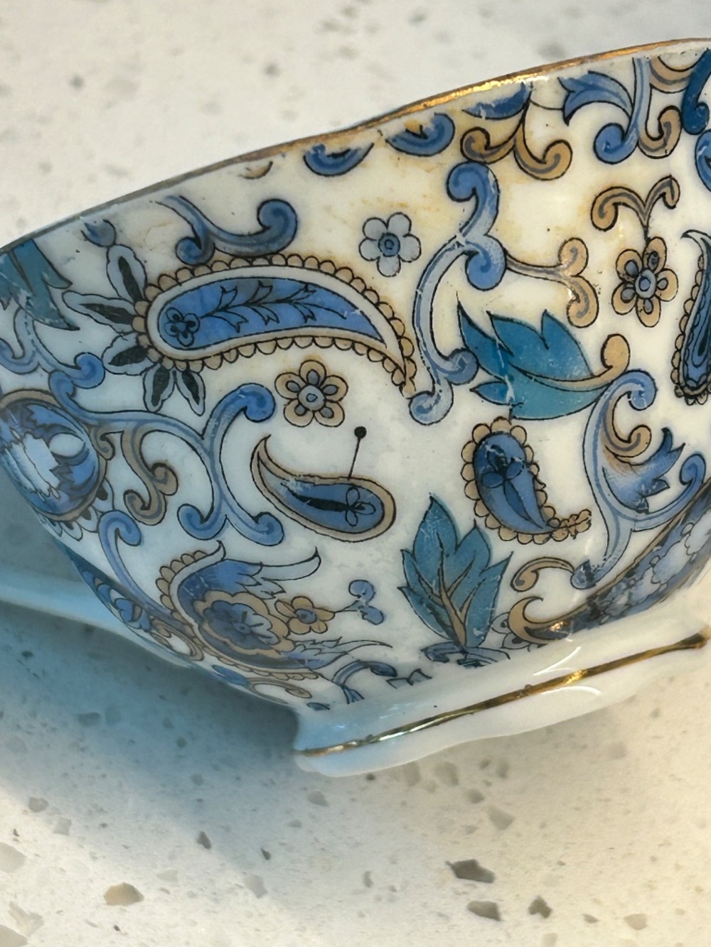 Four Lefton Blue & White #Paisley Vintage China Tea Cups Cottagecore Gift Set - Picture 5 of 8